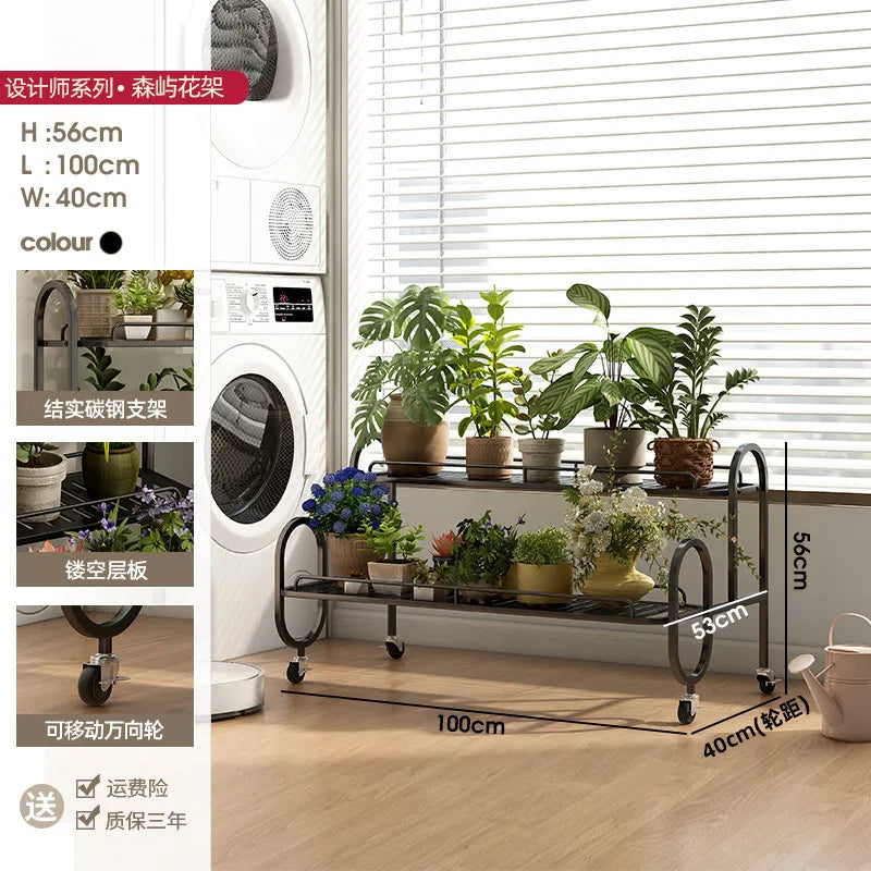 étagère métal mobile moderne roulettes blanc noir plante pot extérieur assemblage facile