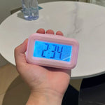 réveil numérique horloge LED moderne alarme timer date température noir bleu rose vert
