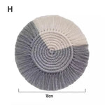 coasters tissu spirale tissée franges bohême artisanal couleur beige domestique utilisation protection table