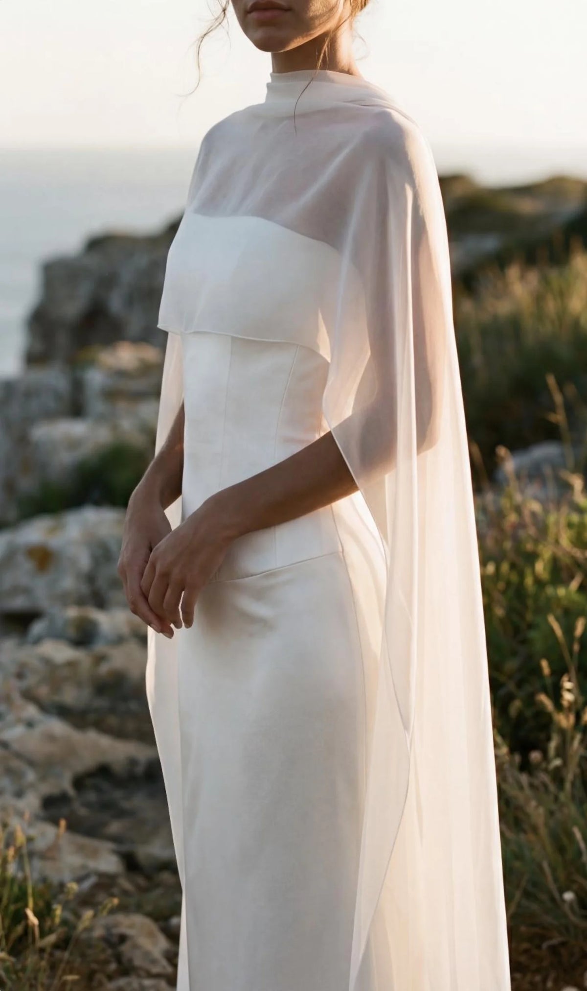 cape mariage transparente polyester élégante plage cérémonie cocktail soirée echangement