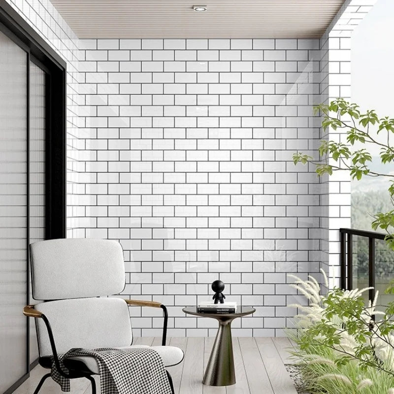 autocollants muraux carreaux brique blanc noir adhésifs modernes cuisine chambre salle bains renovatable minimalistes