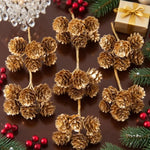 décoration festive cônes pin artificiels argenté doré rose pâle extérieur mariage noël