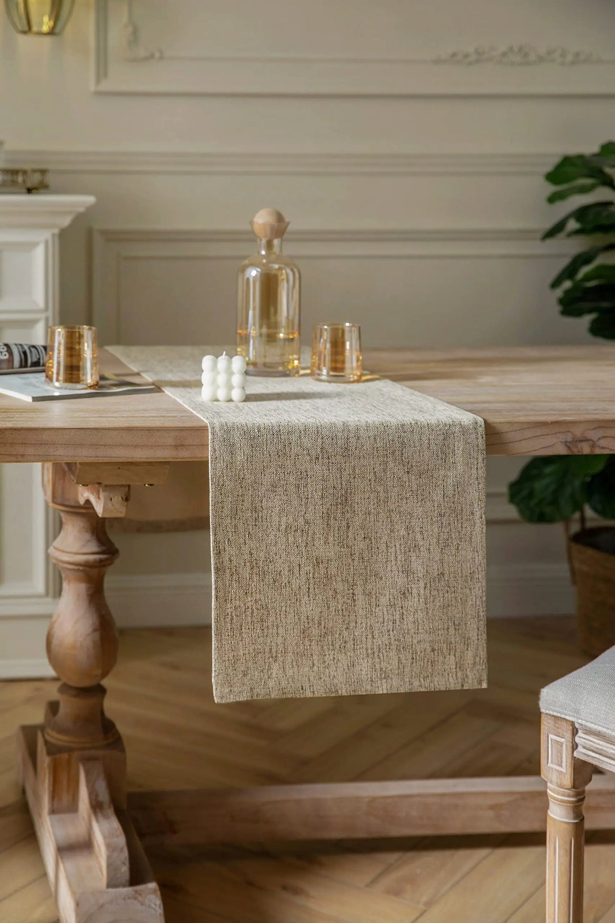 table ferme toile jute tissage rustique beige clair tissu coton classique clips métalliques usage