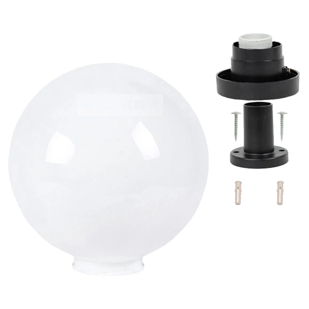 lampe solaire minimaliste abat jour blanc noir sphérique opaque vis fixeextérieur patio