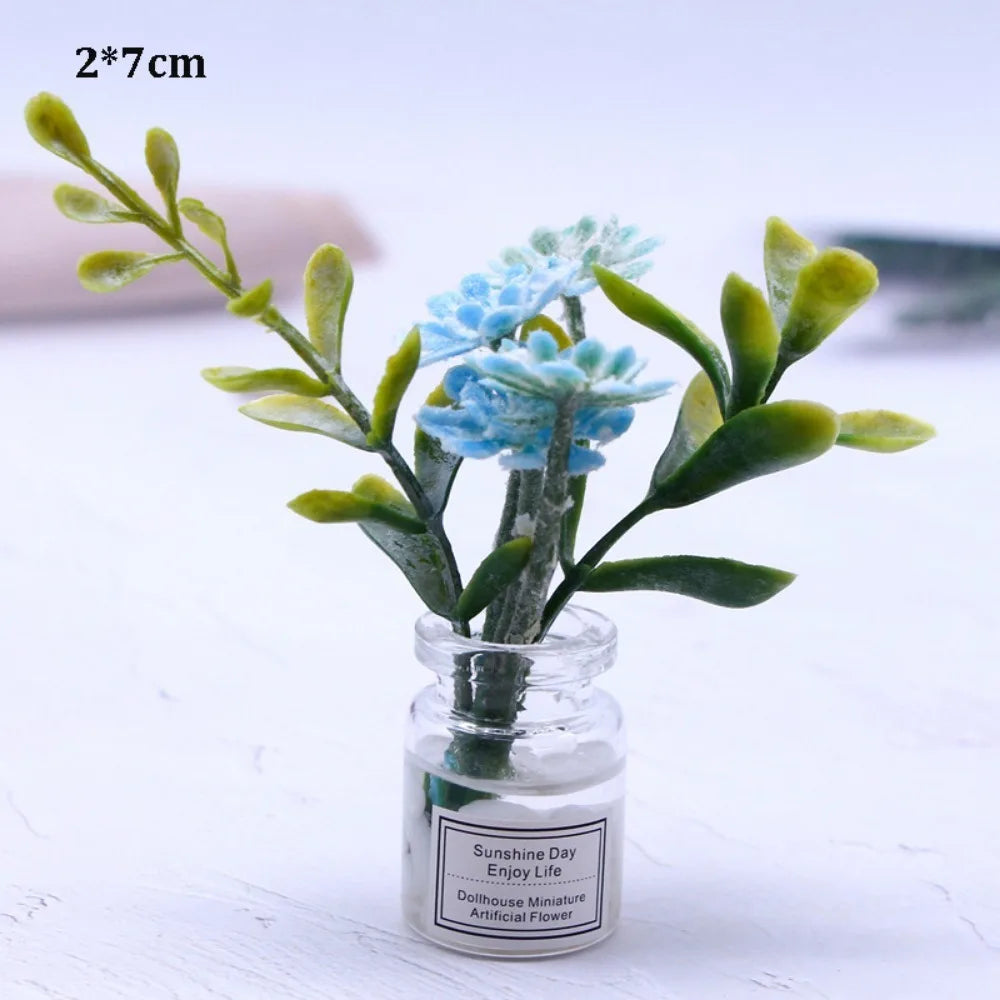 fleurs artificielles miniature verre transparent divers motifs floraux pot petite pierre étiquetteextérieur nature