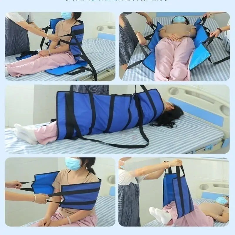 coussin transport médical bleu uni pratique ergonomique poignées ceinture sécurité