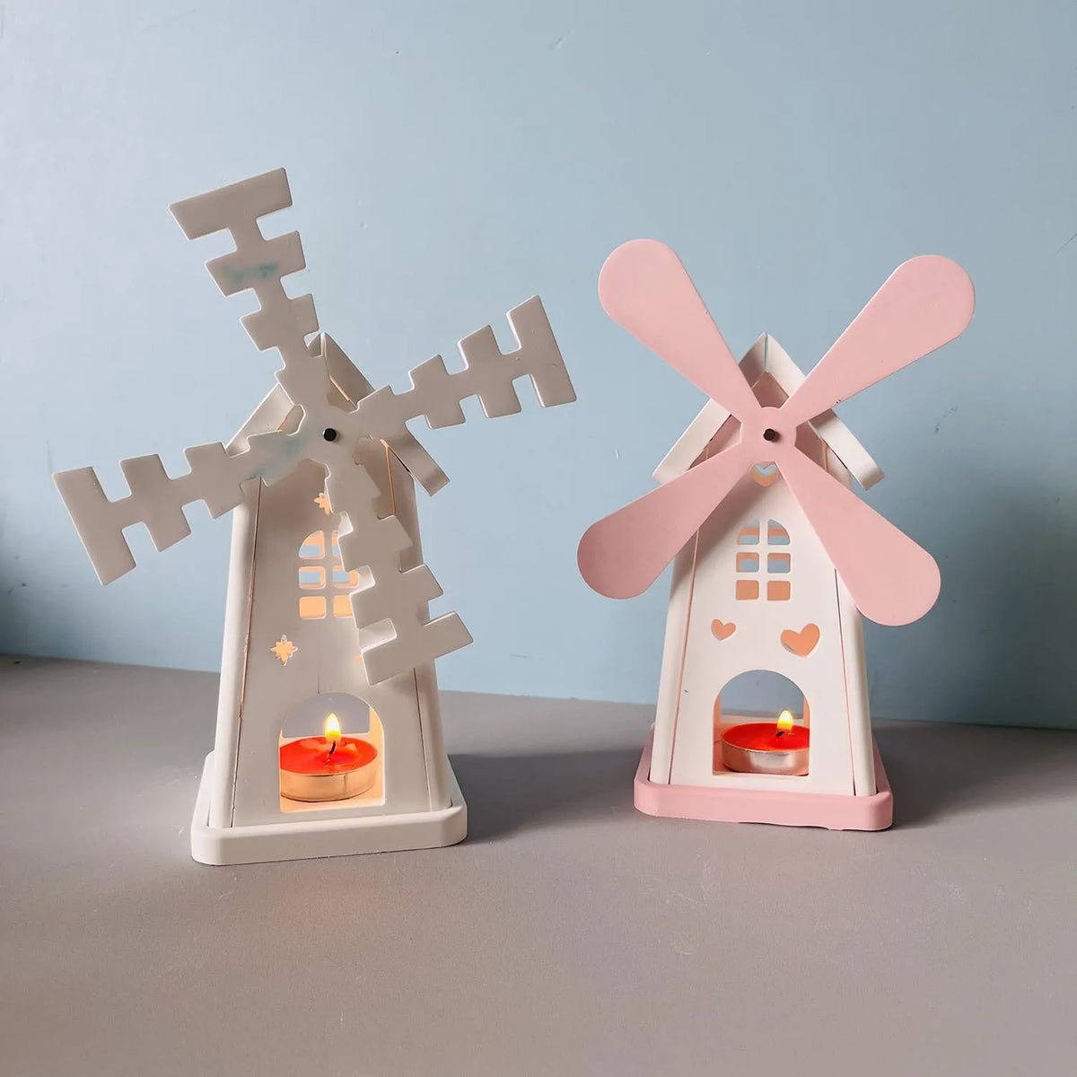 moulage silicone moulins vent décorations bougie blanc rose rustique charmant