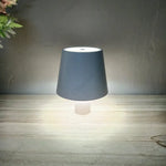 lampe table moderne bleu noir blanc rayures verticales abat jour base rechargeable led 5w
