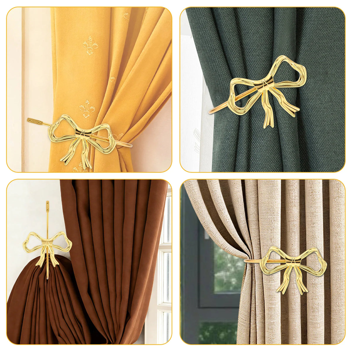 rideaux or nœuds décoratifs métal holdback fixations vis chambre maison