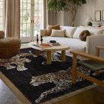 tapis léopard noir moderne tapisserie salon chambre pile désossée polyester PVC