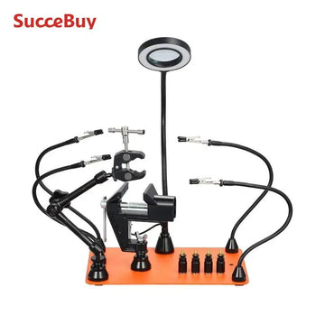 station soudure multifonctionnelle bras articulés éclairage led loupe pcb support hot air gun industrielle