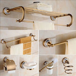 ensemble quincaillerie bain or antique élégant classique porte serviettes savon gobelet papier wc