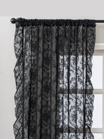 rideau noir transparent broderie florale classique anneaux décoratives polyester chambre salonhôtel