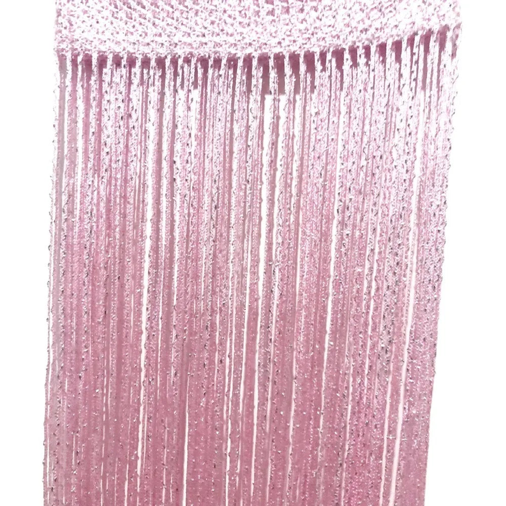 rideaux modernes argentés 1m 2m franges brillantes polyester translucides chambre