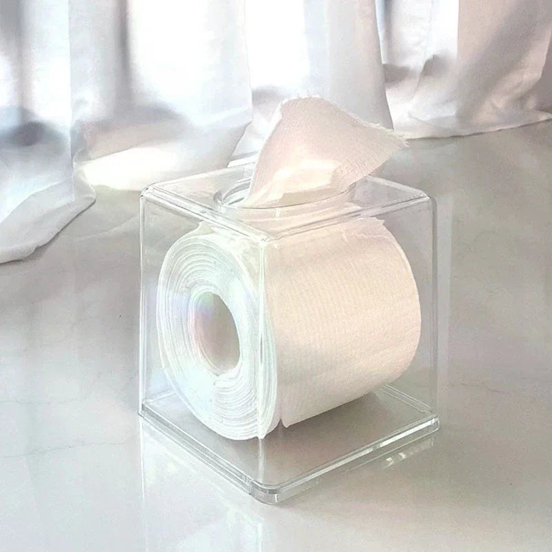 boîte mouchoirs transparente moderne minimaliste papier toilette utilisation pratique élégante intérieur salon salle bains