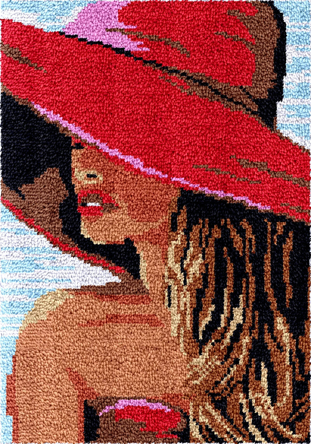 tapisserie kit crochet tapis artistique personnages coeurs pelotes laine instructions grille