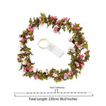 guirlande lumineuse fleurs artificielles rose rouge vert feuilles texturées décoration romantique autoinstallation batterie led