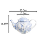 tasse céramique porcelaine ange feuilles rose blanc classique théière soucoupe couvercle