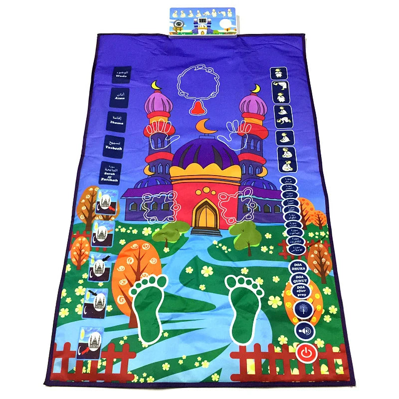 tapis interactif éducatif enfants prière personnages religieux symboles floraux géométriques