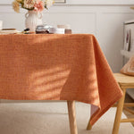 nappe rectangulaire beige texture lin lavable anti taches table manger moderne rustique