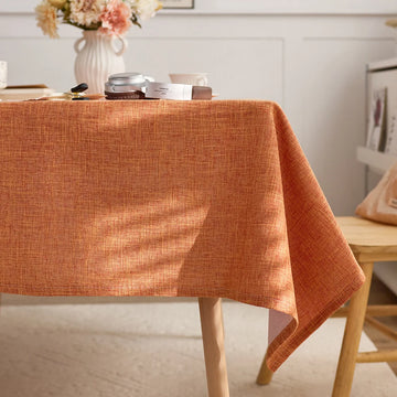 nappe rectangulaire beige texture lin lavable anti taches table manger moderne rustique