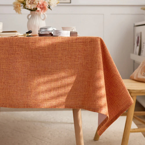 nappe rectangulaire beige texture lin lavable anti taches table manger moderne rustique