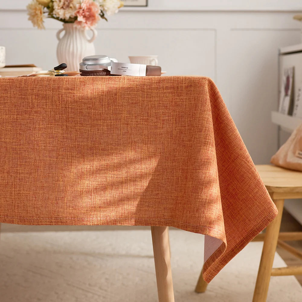 nappe rectangulaire beige texture lin lavable anti taches table manger moderne rustique