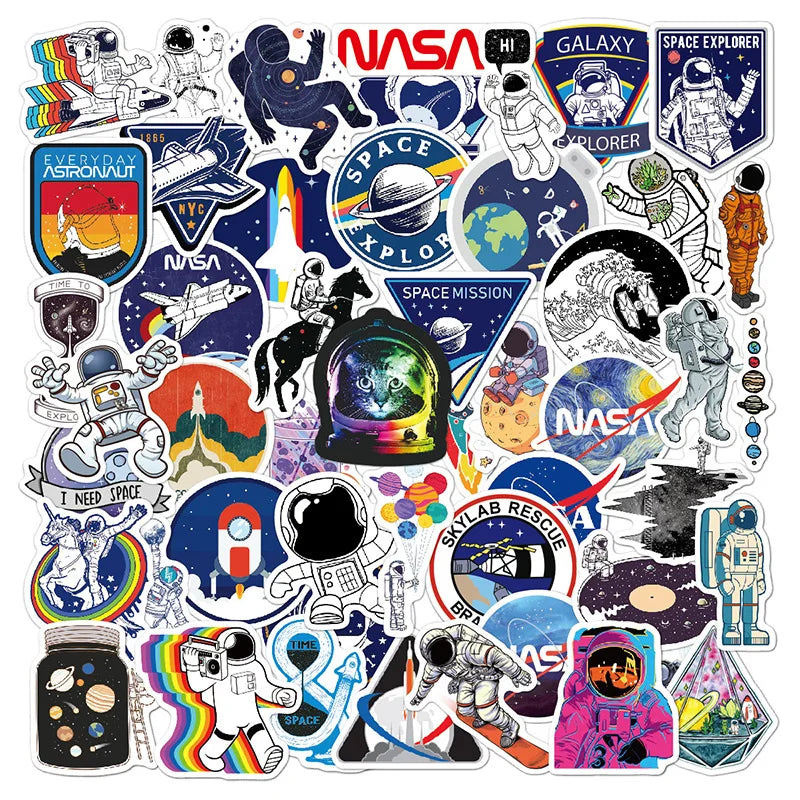 stickers cartoon astronautes planètes étoiles décoration diy carnet notes skateboard enfants adolescents