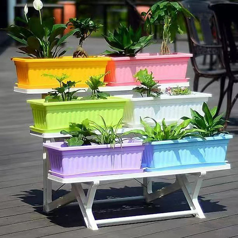 pots jardinage rectangulaires violet rose bleu vert rayures horizontales modernes 43x19x14 cm