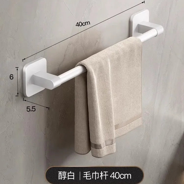 porte serviettes mural moderne aluminium gris lisse auto salle bain sans perforetion étageries