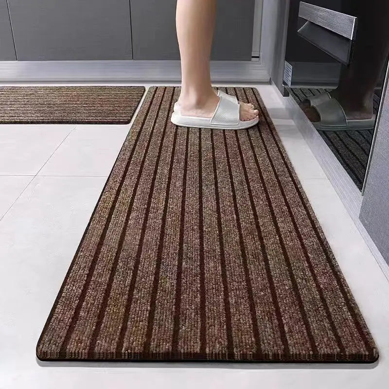 tapis moderne polyester antidérapant rayures horizontales marron rouge gris couloir facile nettoyer