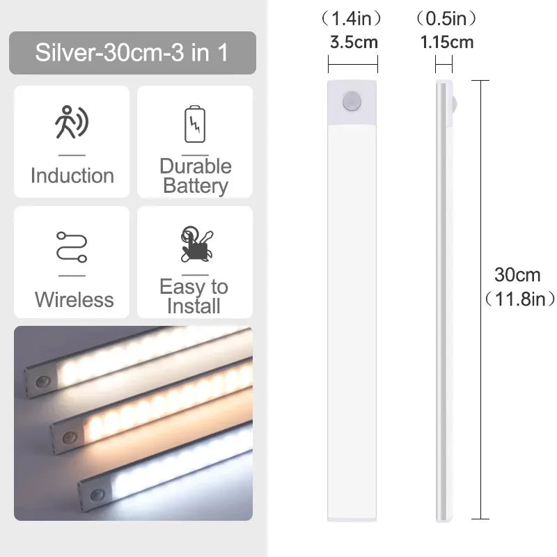 lampe nuit détecteur mouvement blanc rectangle moderne minimaliste rechargeable couleurs clips indicator