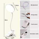 lampe pince rechargeable usb blanc minimaliste tactile interrupteur led réglable