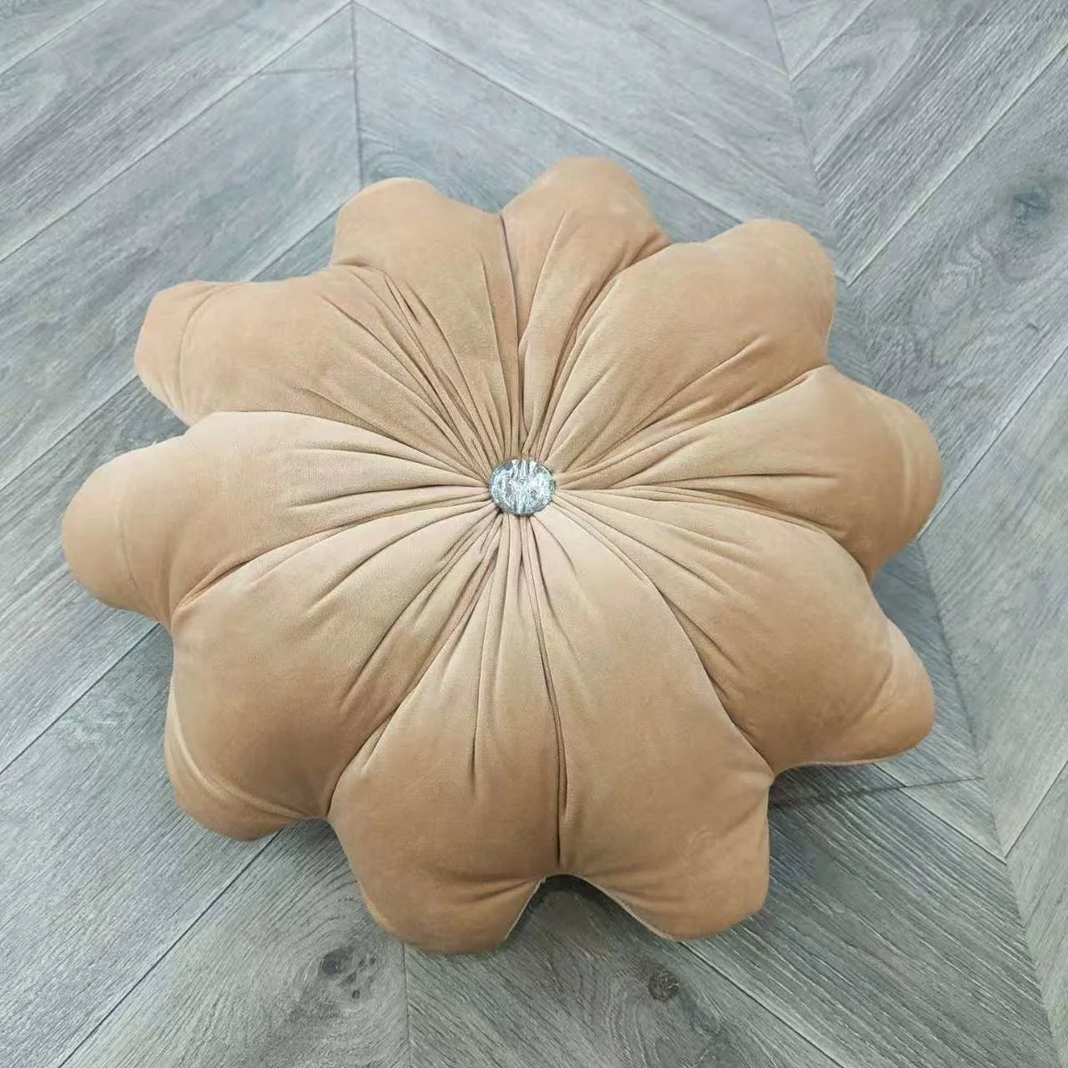 coussin décoratif velours motif fleur six pétales moderne lavable lit chambre