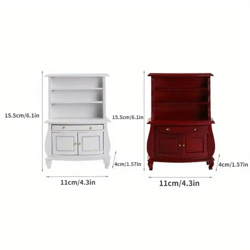 armoire miniature classique rouge blanche lisse brillante sans fixation porte tiroir étagère