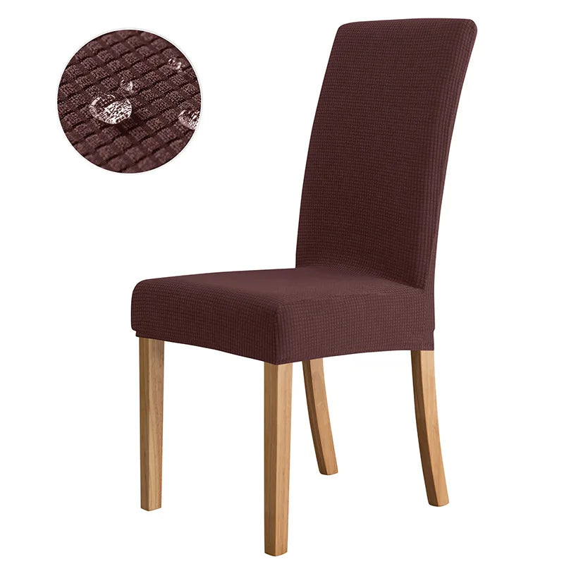 Housse chaise moderne gris foncé rayures horizontales élastique imperméable polyester