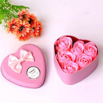 savon rose romantique forme fleur sculptée boîte coeur decoration maison occasion anniversaire mariage