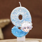 bougies chiffres hunter hunter paillettes bleu clair blanc décoratives anniversaire enfant anime
