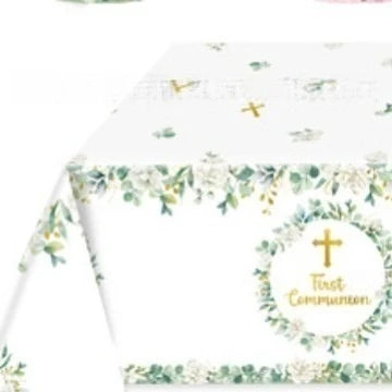 assiettes jetables thème eucharistique croix dorée fleurs mariage baptême anniversaire fêtes enfants