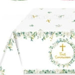 assiettes jetables thème eucharistique croix dorée fleurs mariage baptême anniversaire fêtes enfants