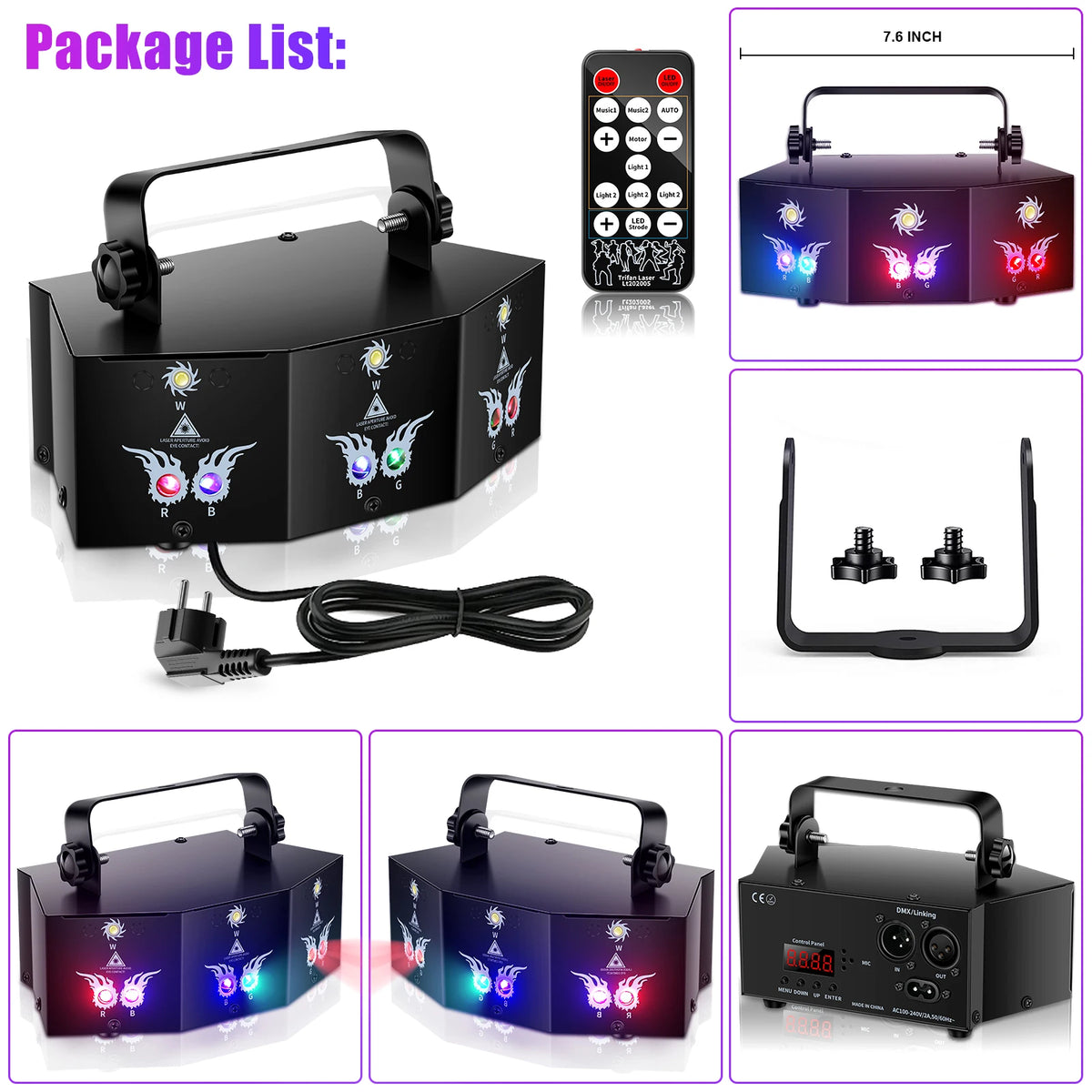 projecteur laser multicolore effet lumière scène dj disco mariage festivitésRGBO