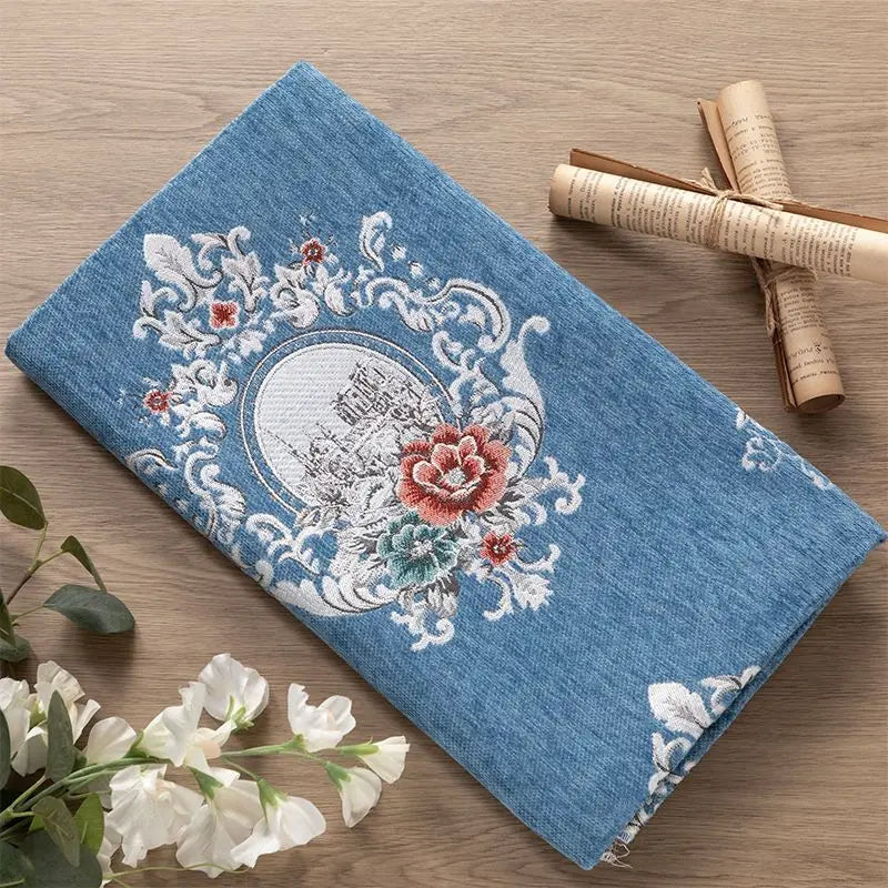 serviette tissu chenille 100 polyester floral rouge élégante classique résistante bricolage sofa matériau