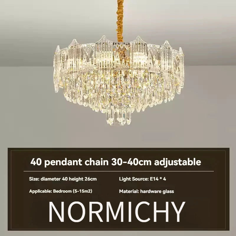 luminaire suspension cristal luxe moderne or transparent salon salle manger chambre élégant