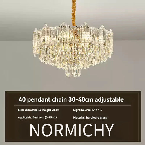 luminaire suspension cristal luxe moderne or transparent salon salle manger chambre élégant