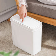 Poubelle étroite avec brosse de toilette - Mini poubelle de salle de bain rectangulaire blanche ou jaune