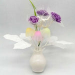 bouquet fleurs artificiel rose blanc feuilles vertes vase blanc moderne déco