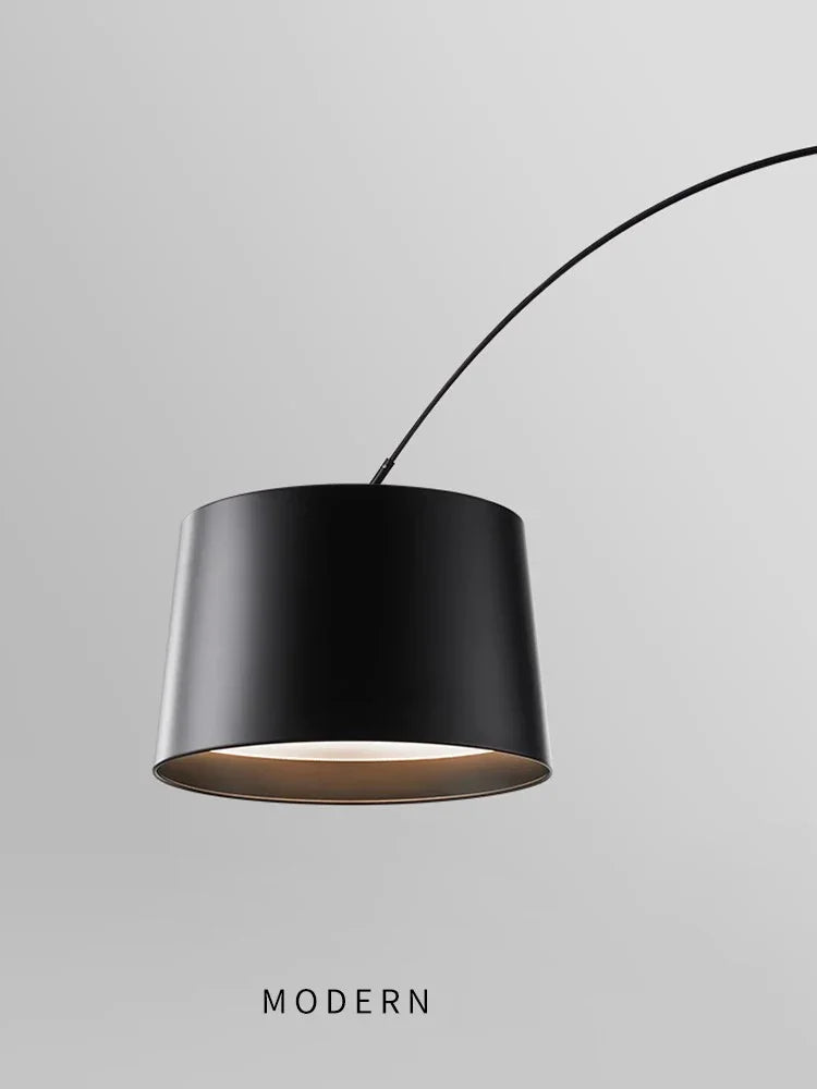 lampe sol moderne led noir base circulaire abat jour aluminium éclairage intérieur minimaliste