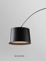 lampe sol moderne led noir base circulaire abat jour aluminium éclairage intérieur minimaliste