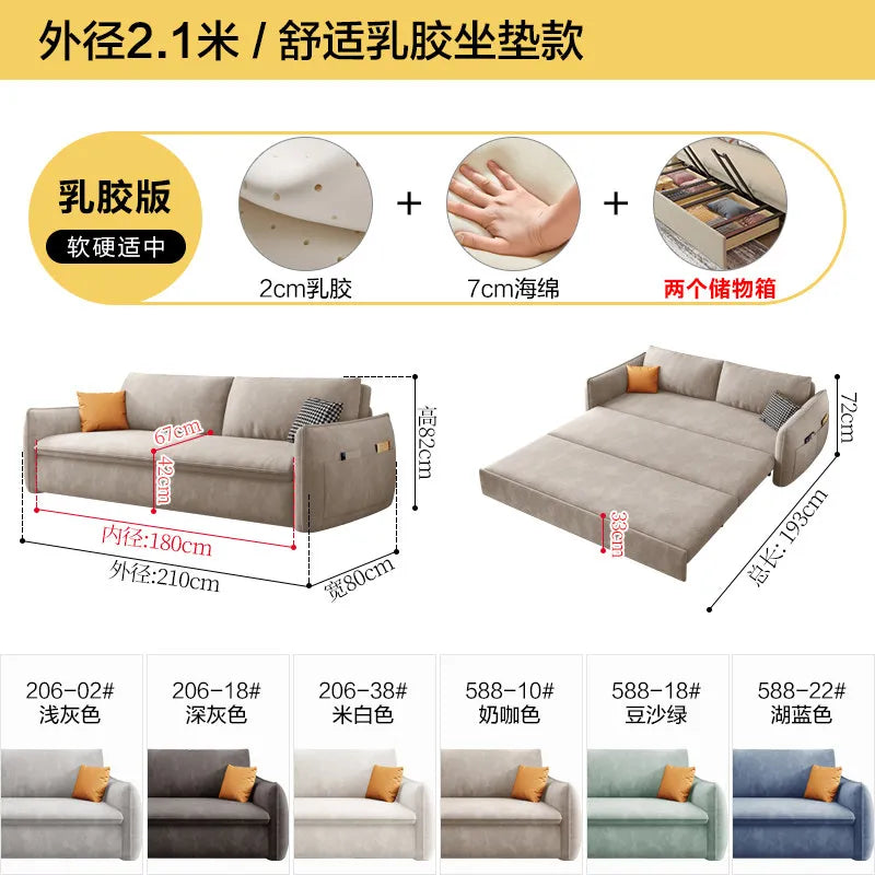 canapé lit convertible moderne tissu beige salon places lit double minimaliste rangement