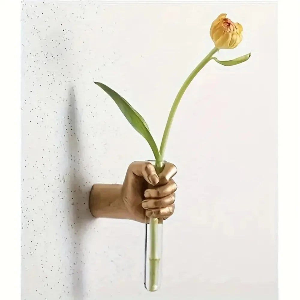 vase mural main blanc vase transparent minimaliste fixations murales deco moderne